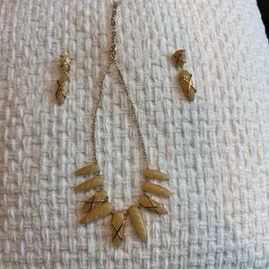 Sugarfix Gold and Cream Necklace Set with earrings